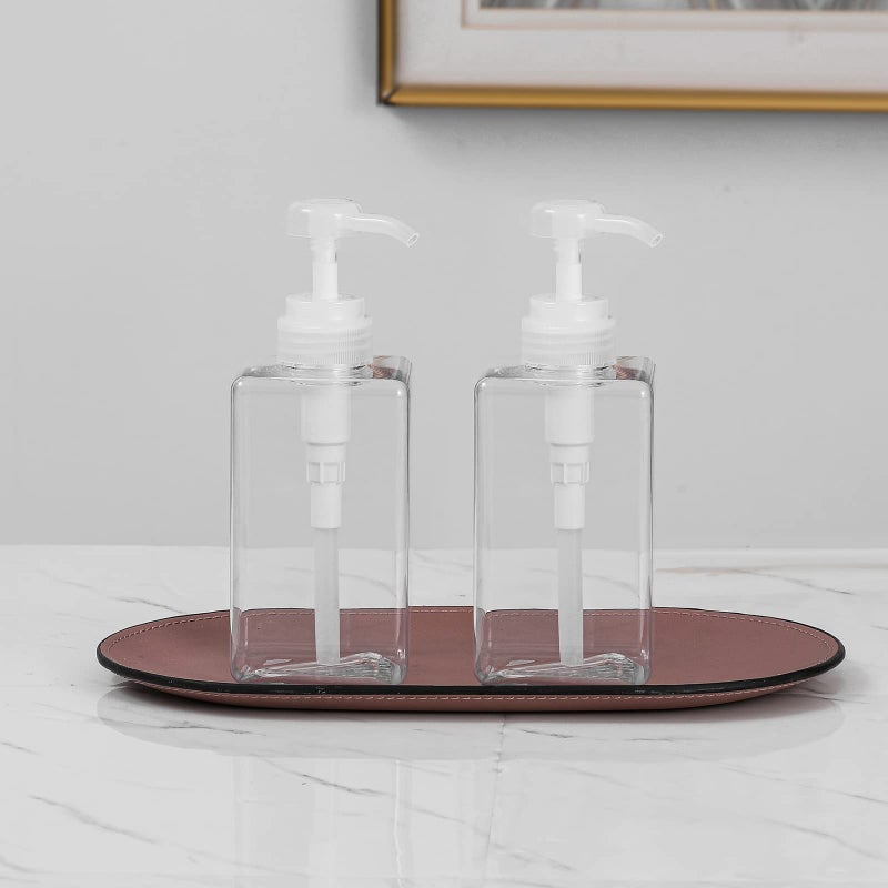 JiatuA Pump Bottle  Refillable Plastic Empty Lotion Soap Dispenser Liquid Container for Bathroom Shampoo and Body Wash  15oz/450ml Clear 2 Pack - Image 5